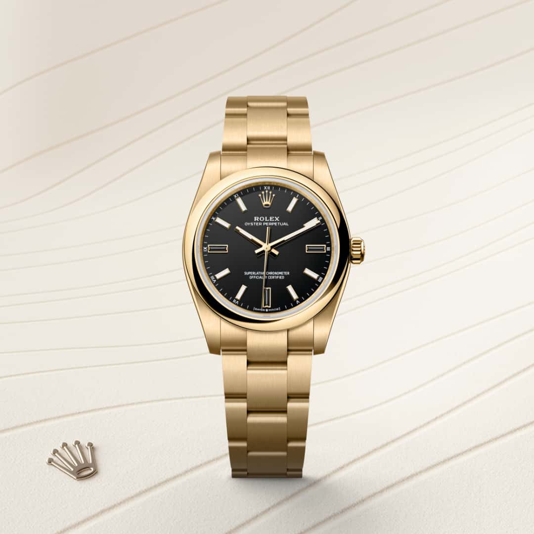 Rolex Oyster Perpetual in 18 kt yellow gold, M124208-0001 - Rolex Boutique Palo Alto