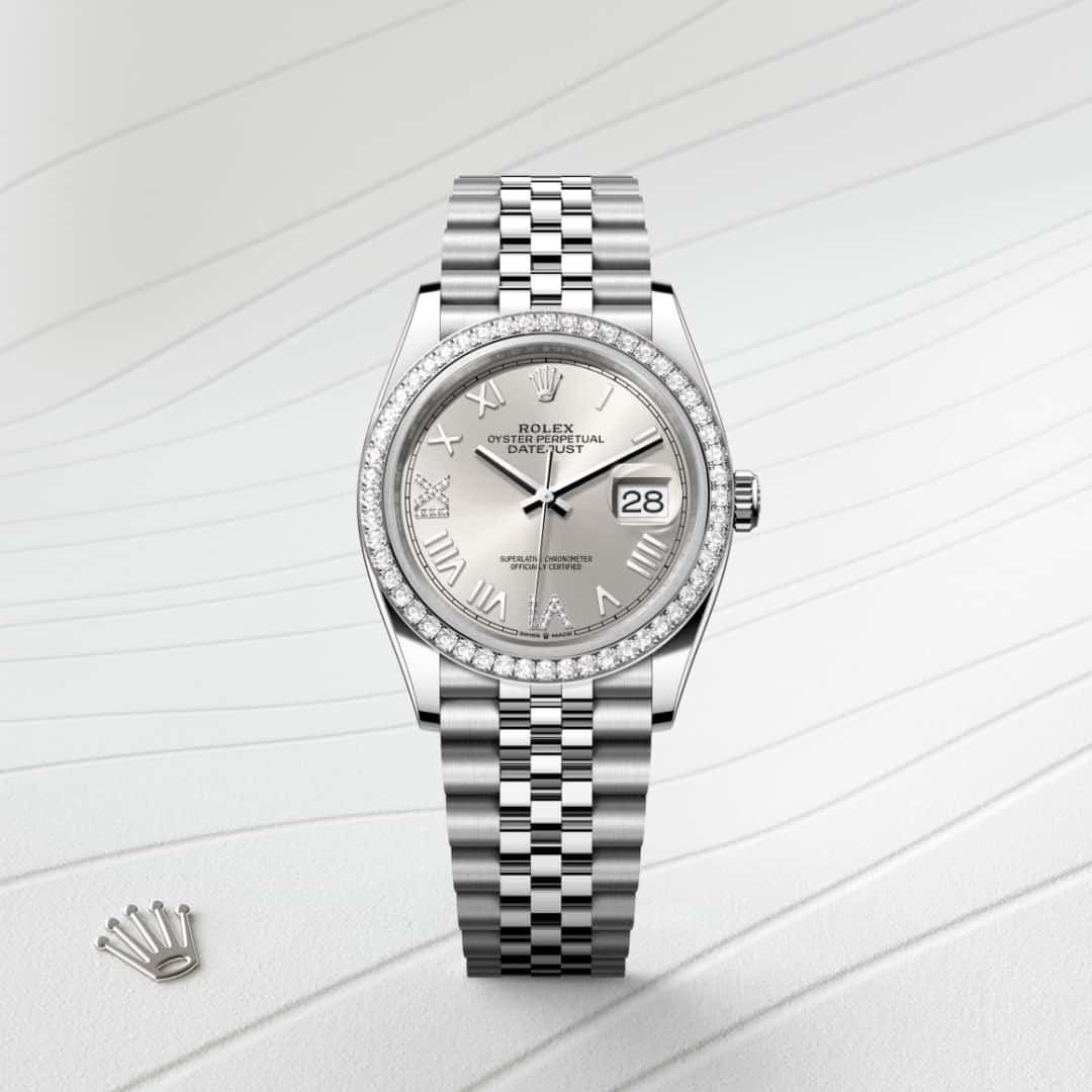 Rolex Datejust in White Rolesor - combination of Oystersteel and white gold, M126284RBR-0059 - Meierotto Jewelers