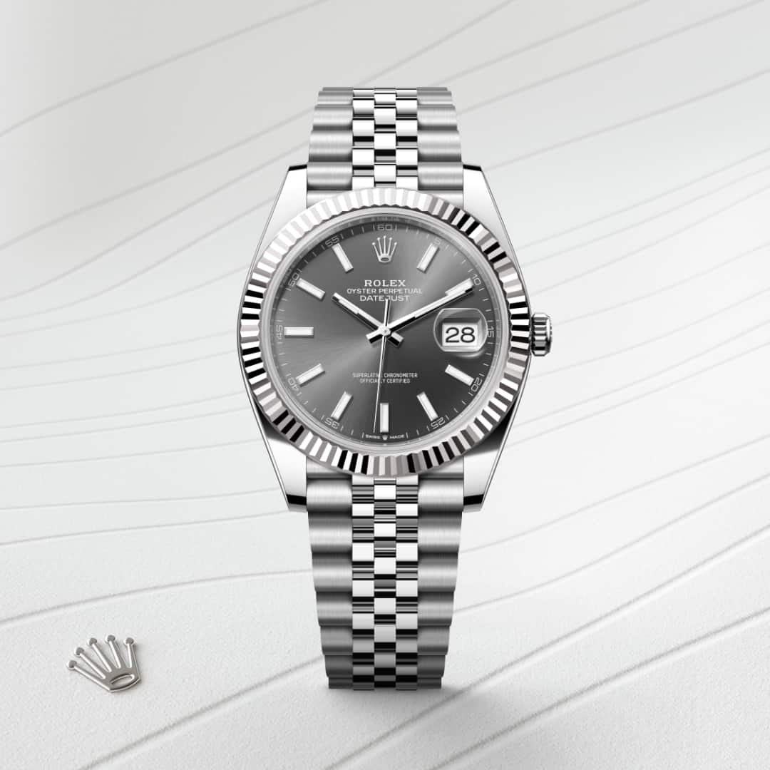 Rolex Datejust in White Rolesor - combination of Oystersteel and white gold, M126334-0014 - Meierotto Jewelers