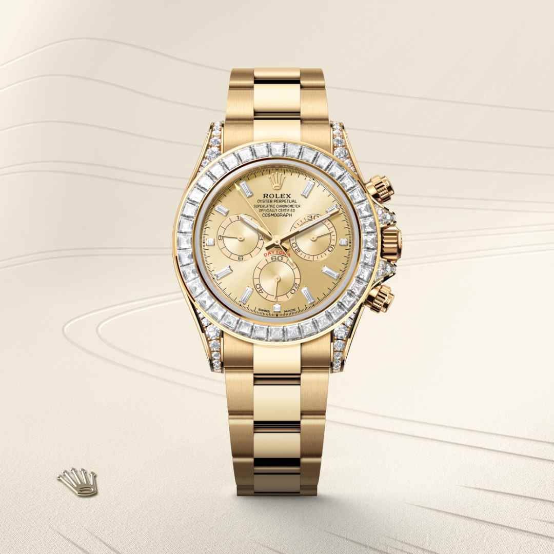 Rolex Cosmograph Daytona in 18 kt yellow gold with lugs set with diamonds, M126598TBR-0001 - Orrs Jewelers