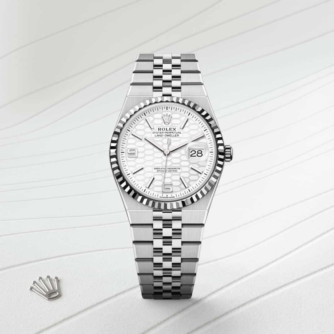 Rolex Land-Dweller in White Rolesor - combination of Oystersteel and white gold, M127234-0001 - Orrs Jewelers