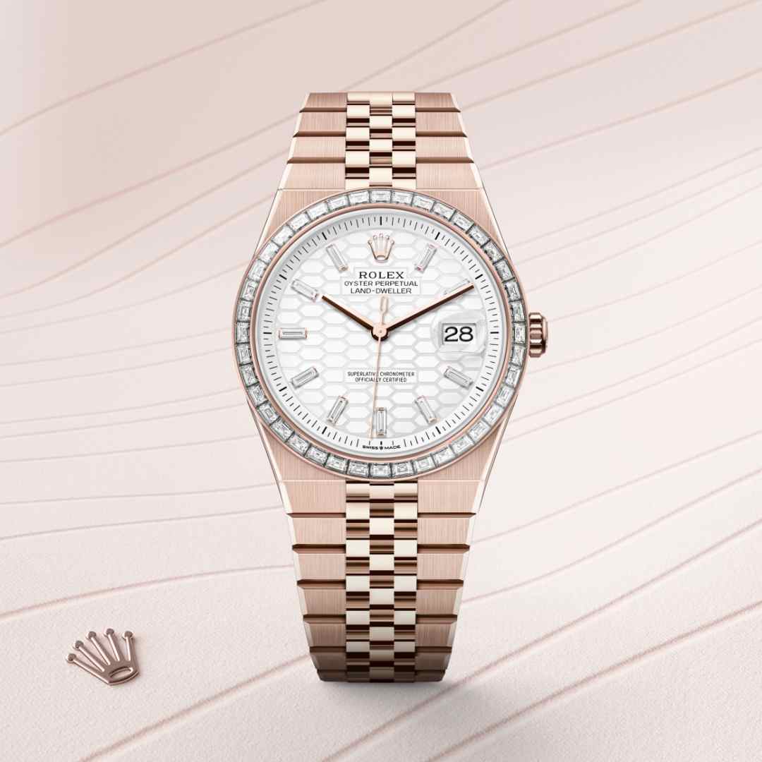 Rolex Land-Dweller in 18 kt Everose gold, M127385TBR-0003 - Schiffman's Jewelers