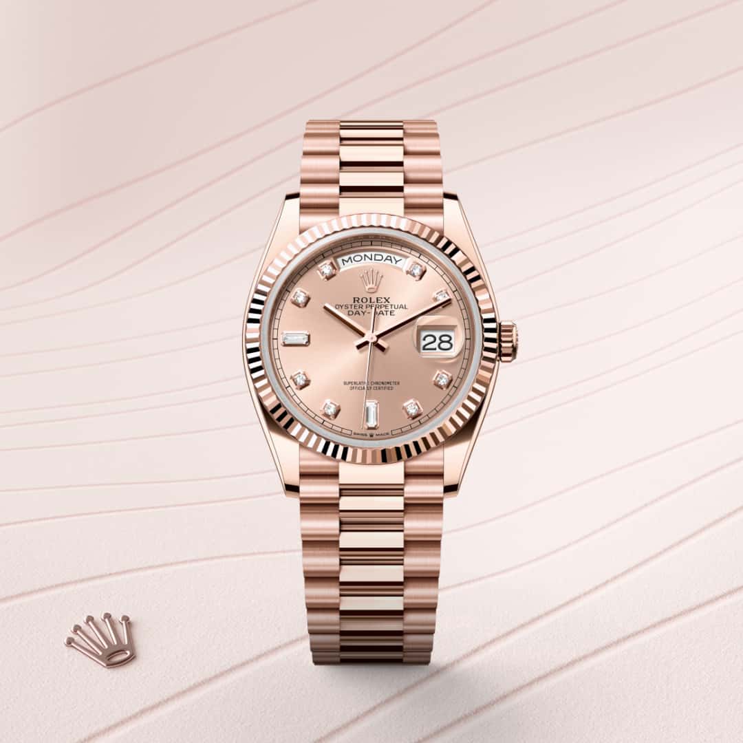 Rolex Day-Date in 18 kt Everose gold, M128235-0009 - Meierotto Jewelers