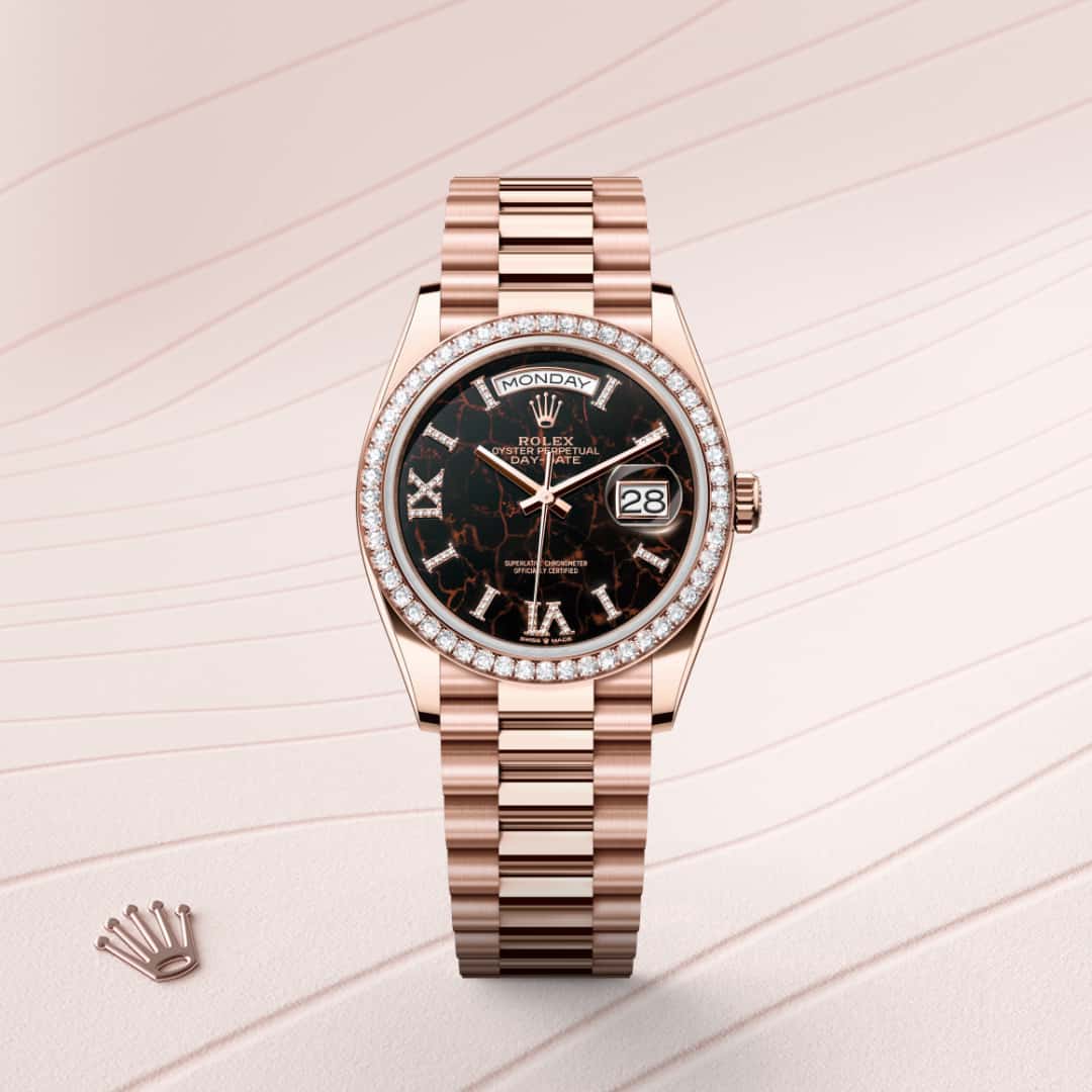 Rolex Day-Date in 18 kt Everose gold, M128345RBR-0044 - Meierotto Jewelers