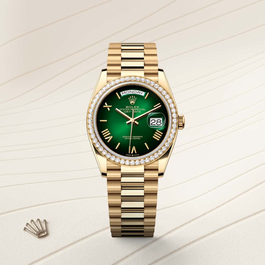 Rolex Day-Date in 18 kt yellow gold, M128348RBR-0068 - Schiffman's Jewelers