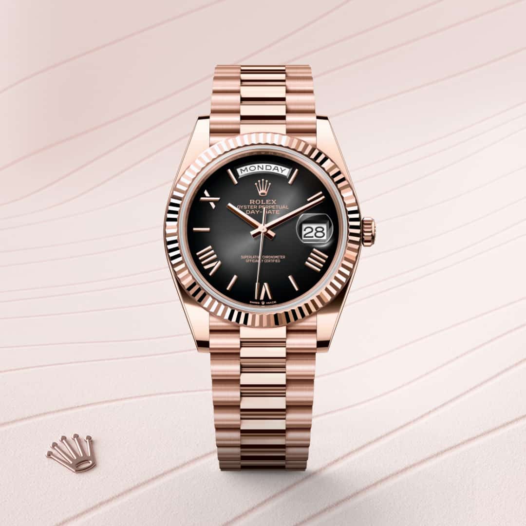 Rolex Day-Date in 18 kt Everose gold, M228235-0055 - Meierotto Jewelers