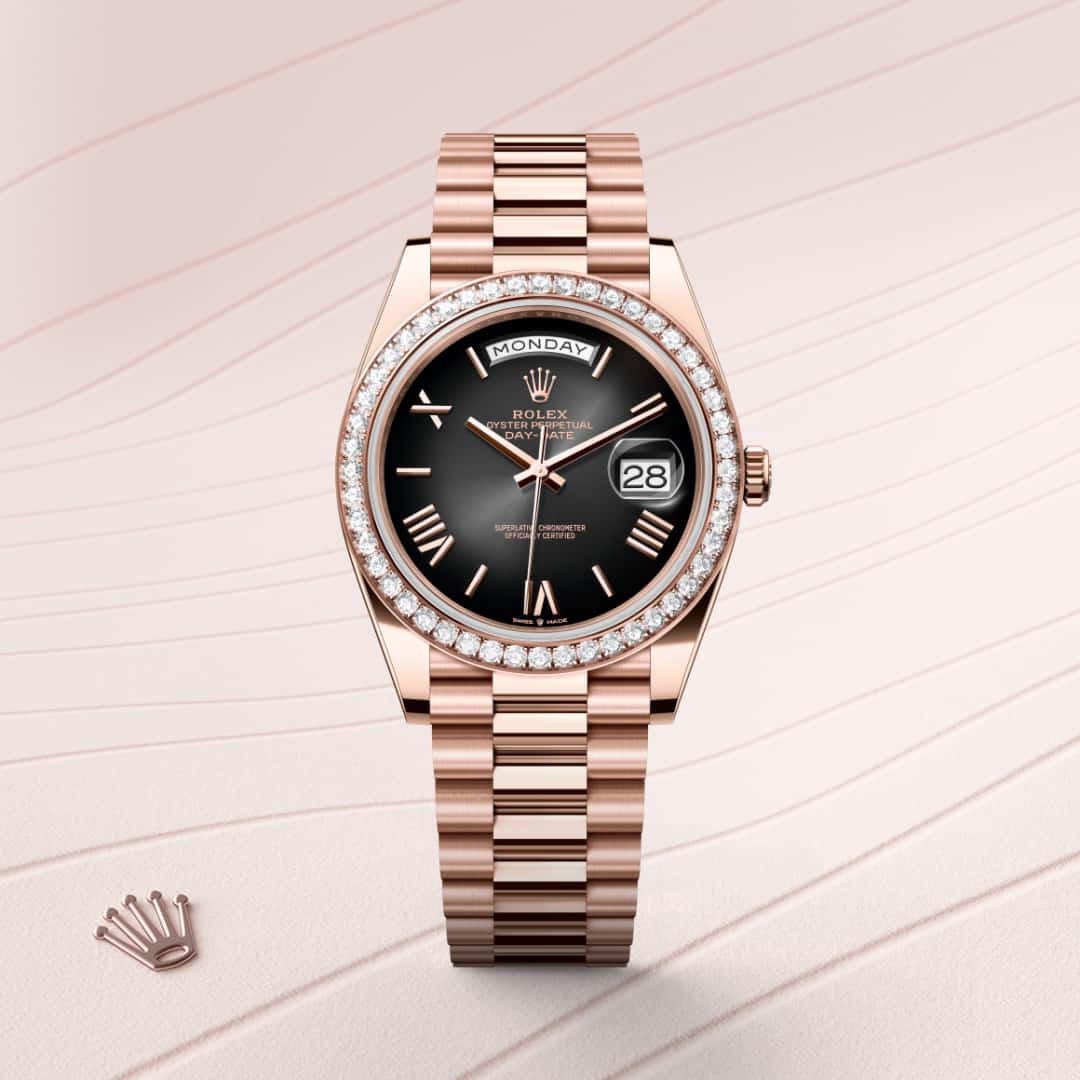 Rolex Day-Date in 18 kt Everose gold, M228345RBR-0025 - Meierotto Jewelers