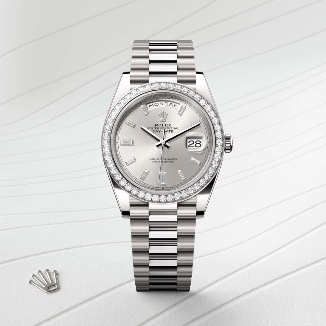 Rolex Day-Date in 18 kt white gold, M228349RBR-0001 - Schiffman's Jewelers