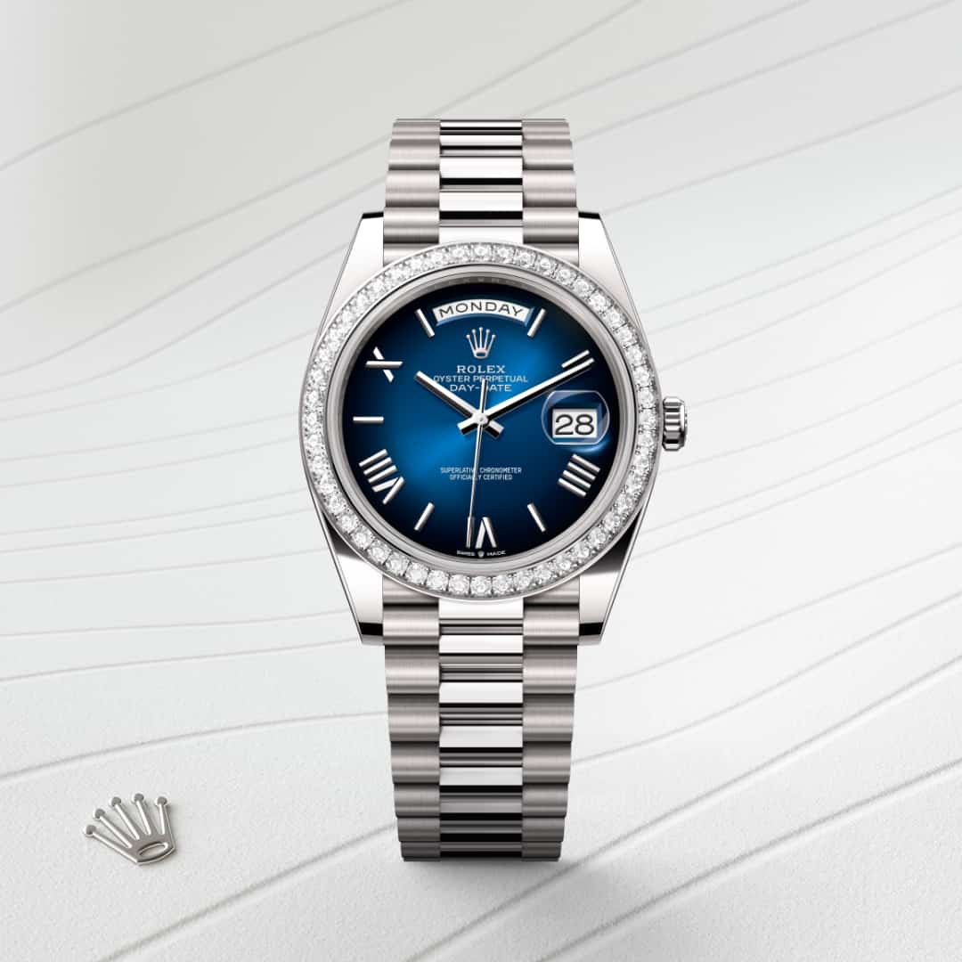 Rolex Day-Date in 18 kt white gold, M228349RBR-0045 - Meierotto Jewelers