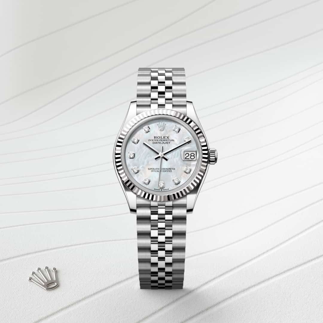 Rolex Datejust in White Rolesor - combination of Oystersteel and white gold, M278274-0006 - Schiffman's Jewelers