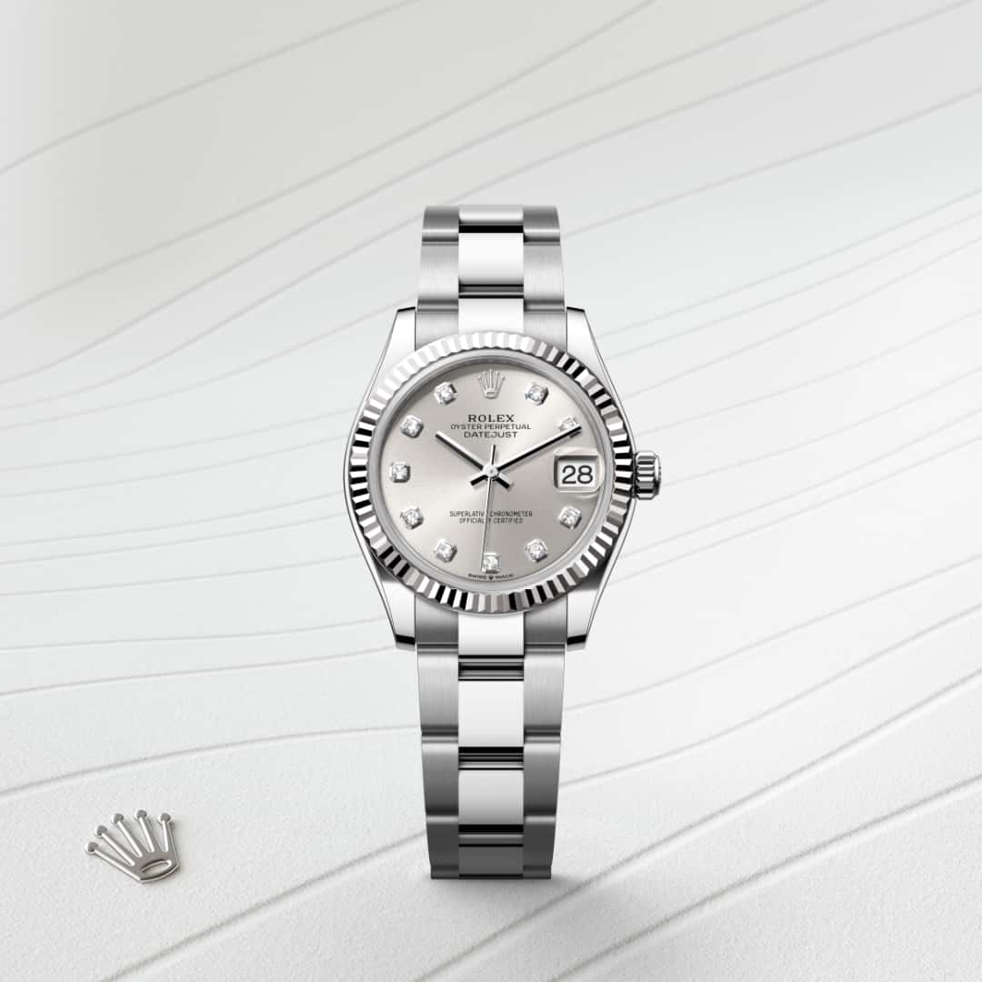 Rolex Datejust in White Rolesor - combination of Oystersteel and white gold, M278274-0029 - Clarkson Jewelers