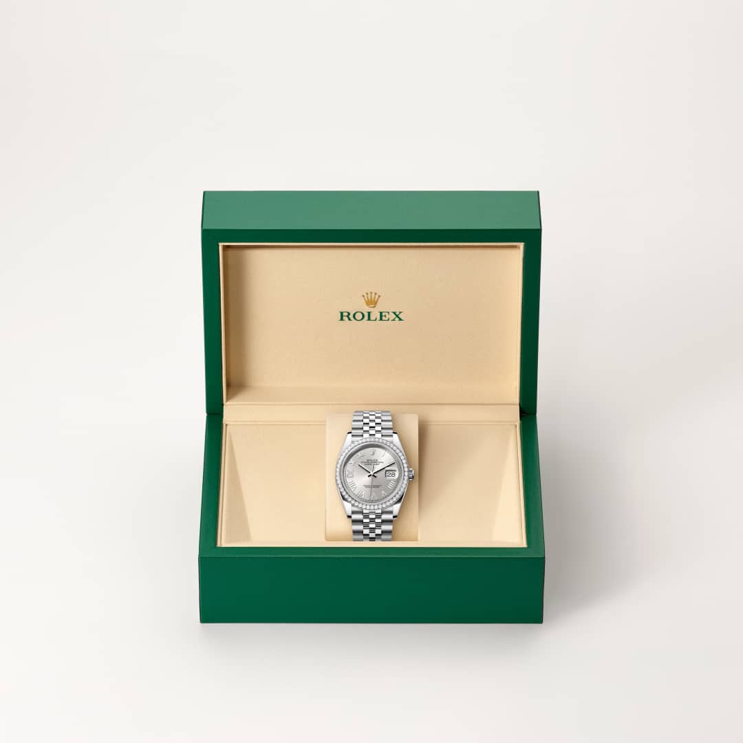 Rolex Datejust in White Rolesor - combination of Oystersteel and white gold, M126284RBR-0059 - Meierotto Jewelers