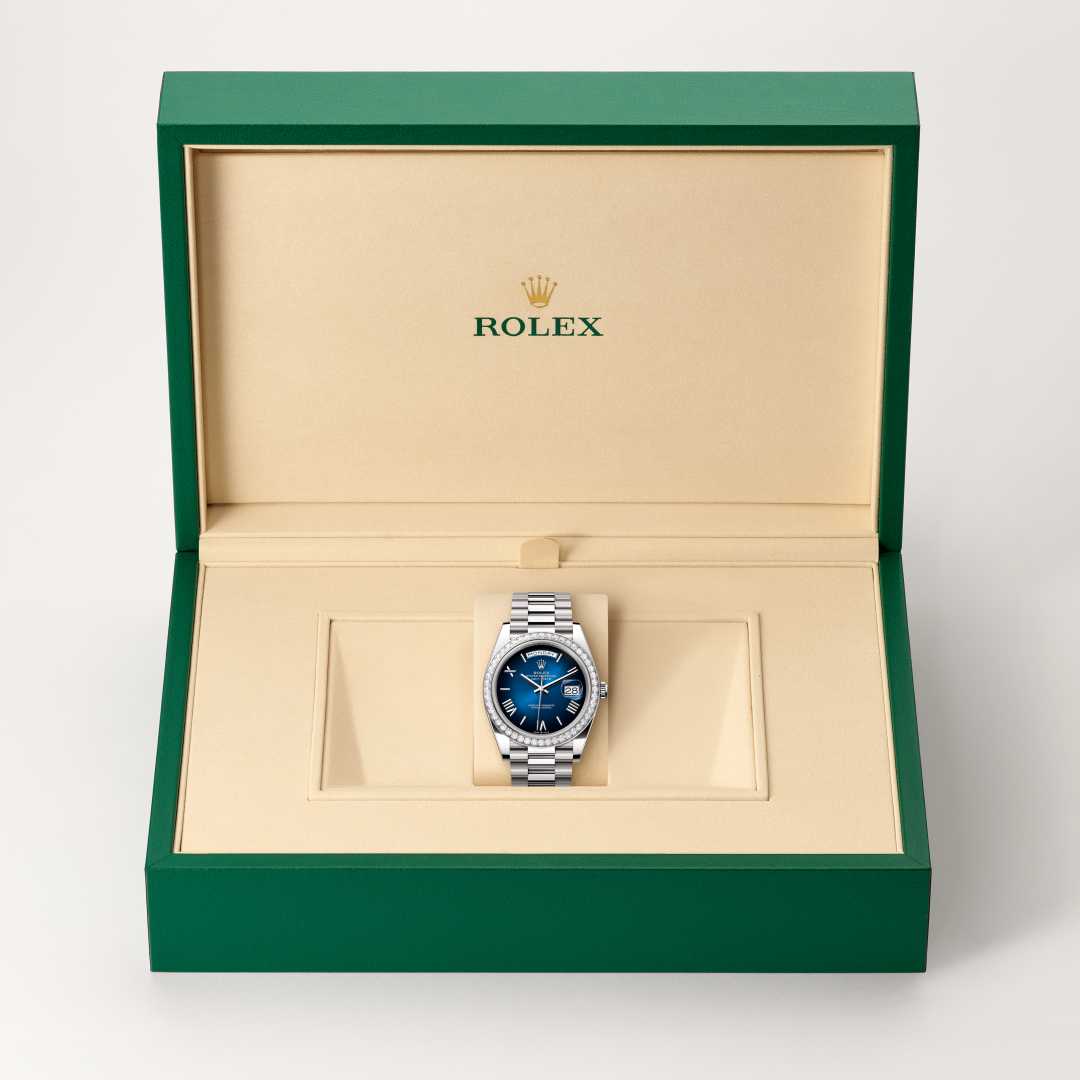 Rolex Day-Date in 18 kt white gold, M228349RBR-0045 - Meierotto Jewelers
