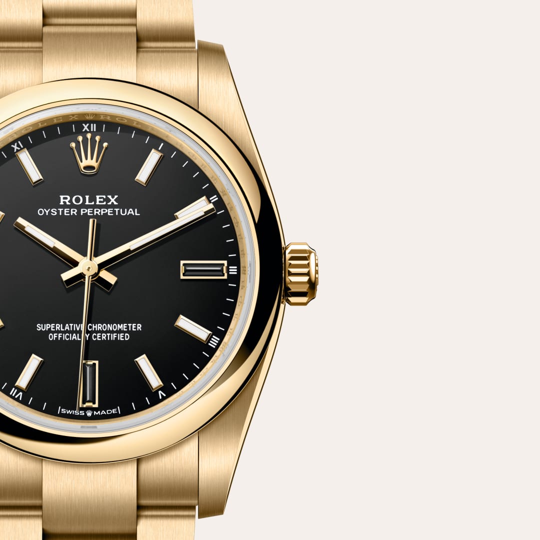 Rolex Oyster Perpetual in 18 kt yellow gold, M124208-0001 - Rolex Boutique Palo Alto