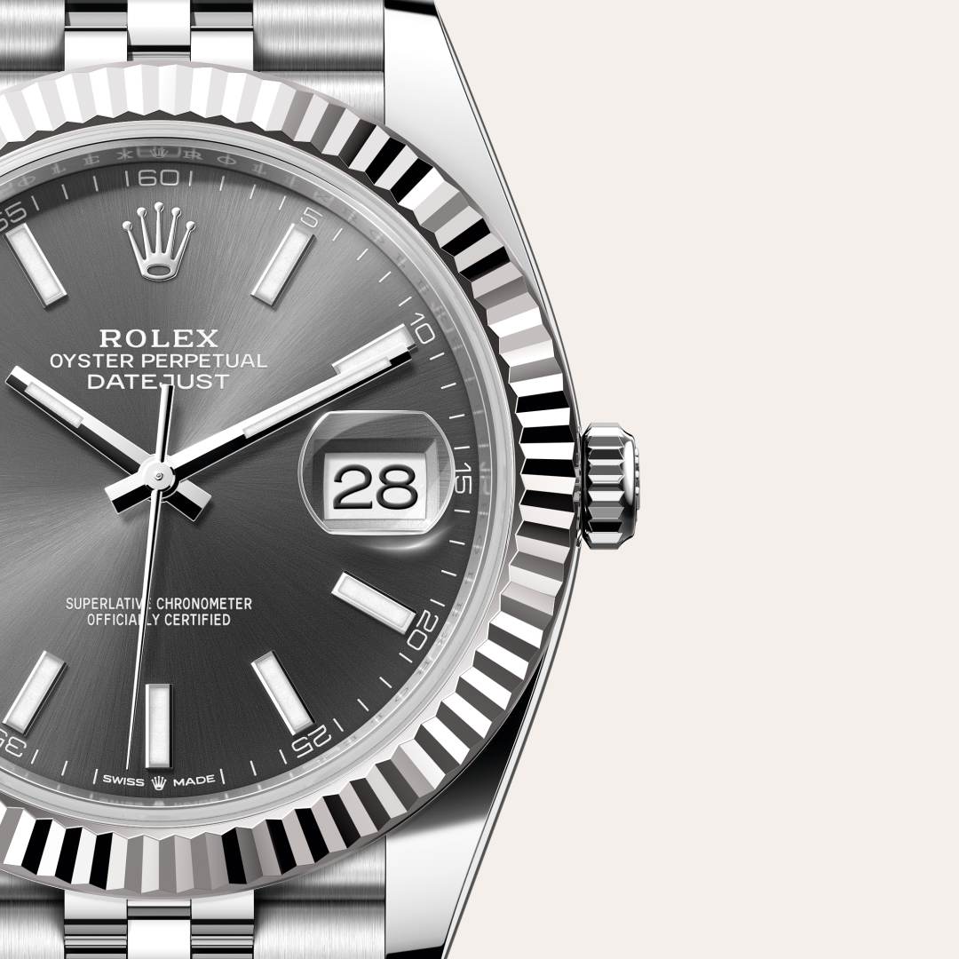 Rolex Datejust in White Rolesor - combination of Oystersteel and white gold, M126334-0014 - Meierotto Jewelers