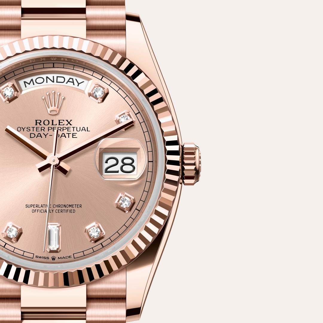 Rolex Day-Date in 18 kt Everose gold, M128235-0009 - Meierotto Jewelers
