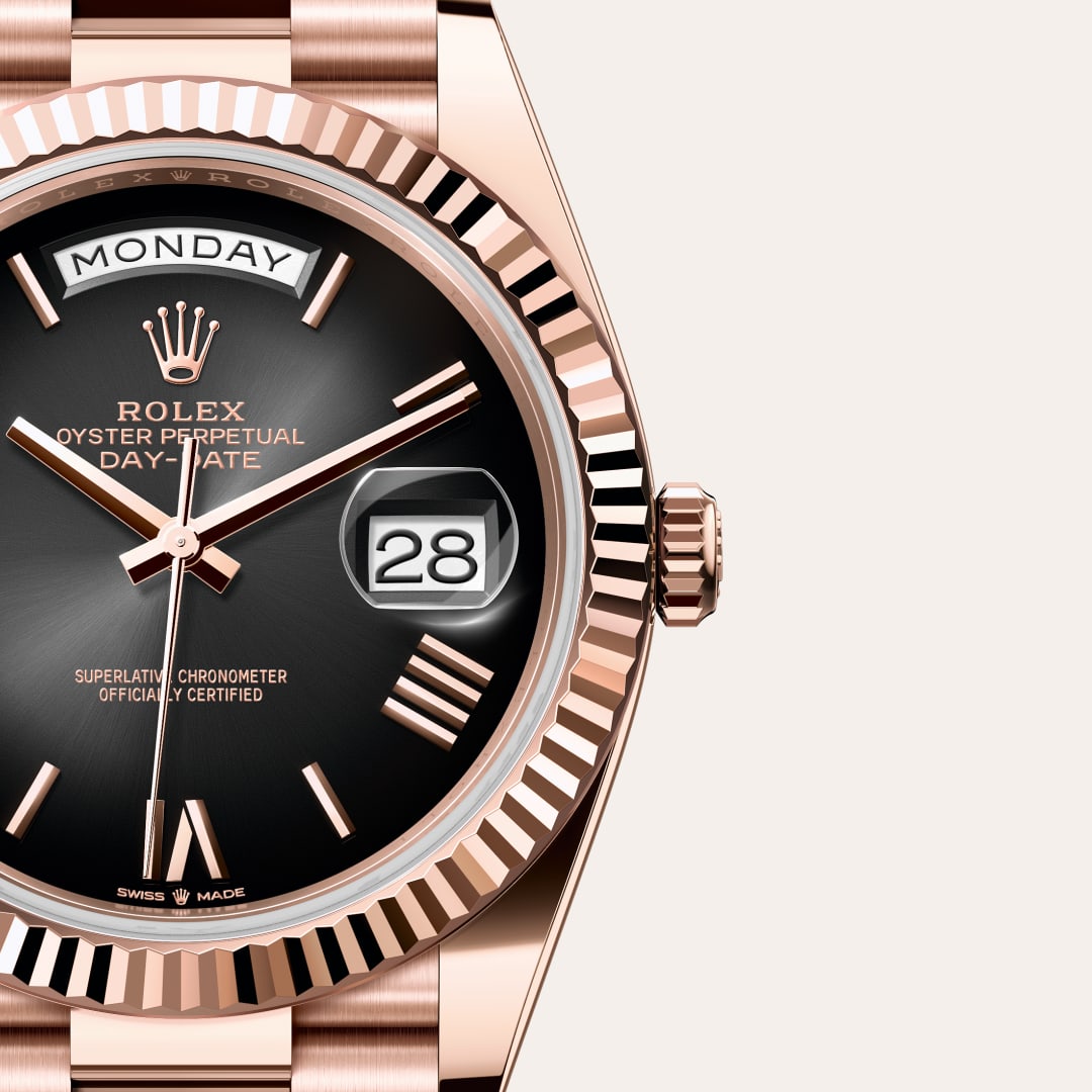 Rolex Day-Date in 18 kt Everose gold, M228235-0055 - Meierotto Jewelers