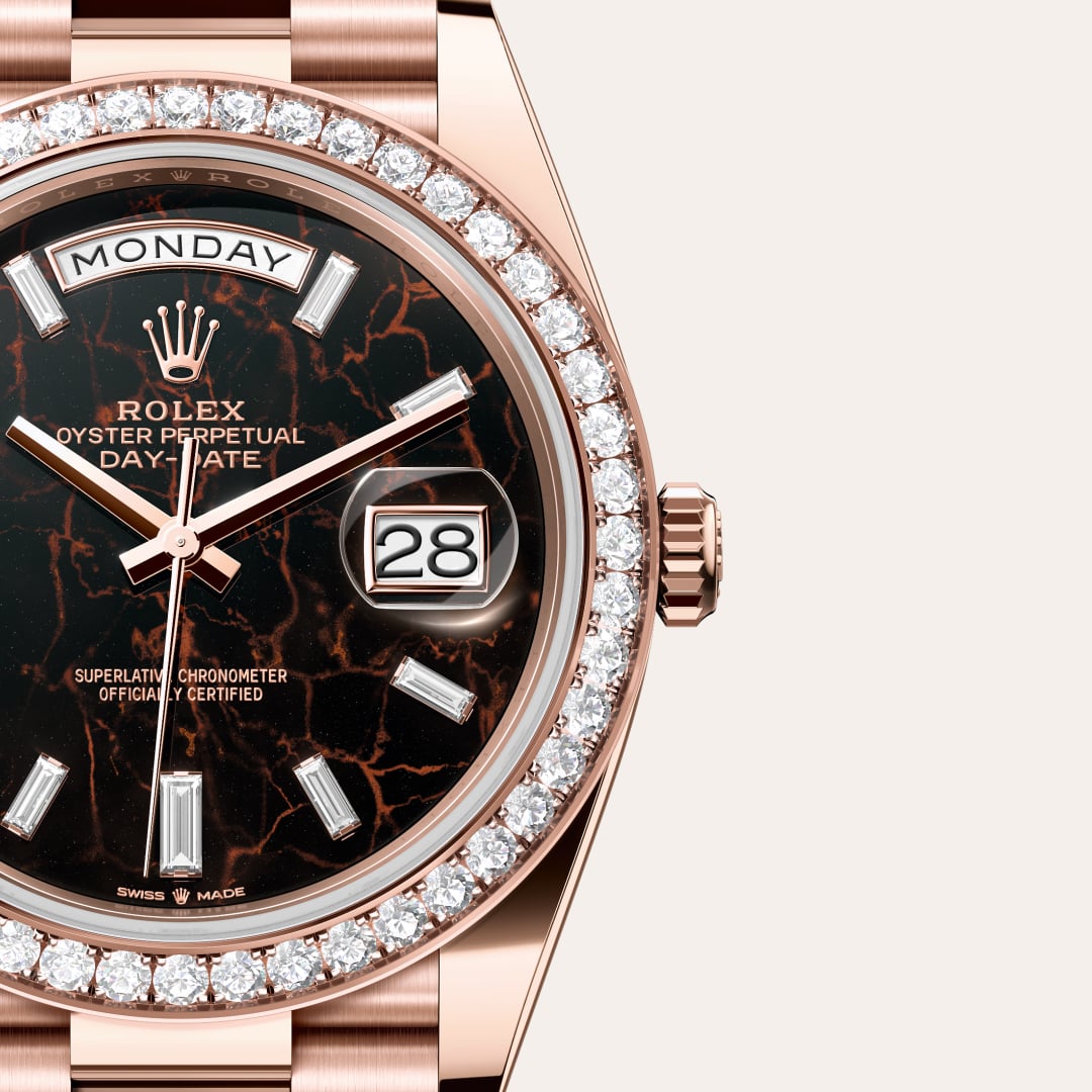 Rolex Day-Date in 18 kt Everose gold, M228345RBR-0016 - Orrs Jewelers