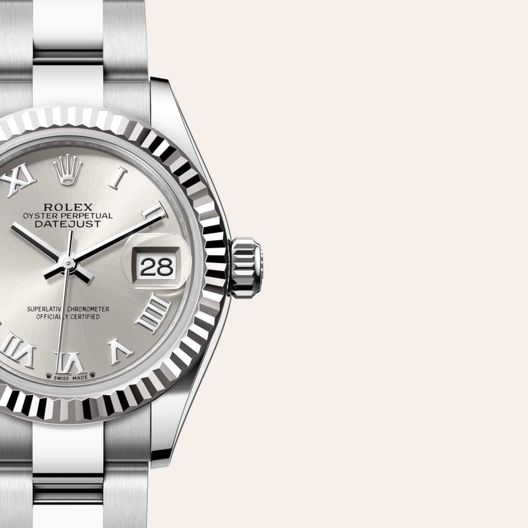 Rolex Lady-Datejust in White Rolesor - combination of Oystersteel and white gold, M279174-0008 - Schiffman's Jewelers