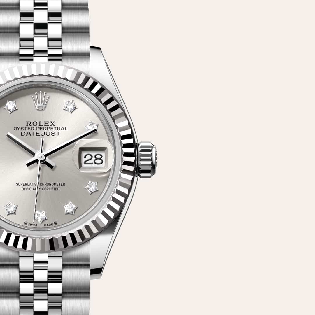 Rolex Lady-Datejust in White Rolesor - combination of Oystersteel and white gold, M279174-0021 - Meierotto Jewelers