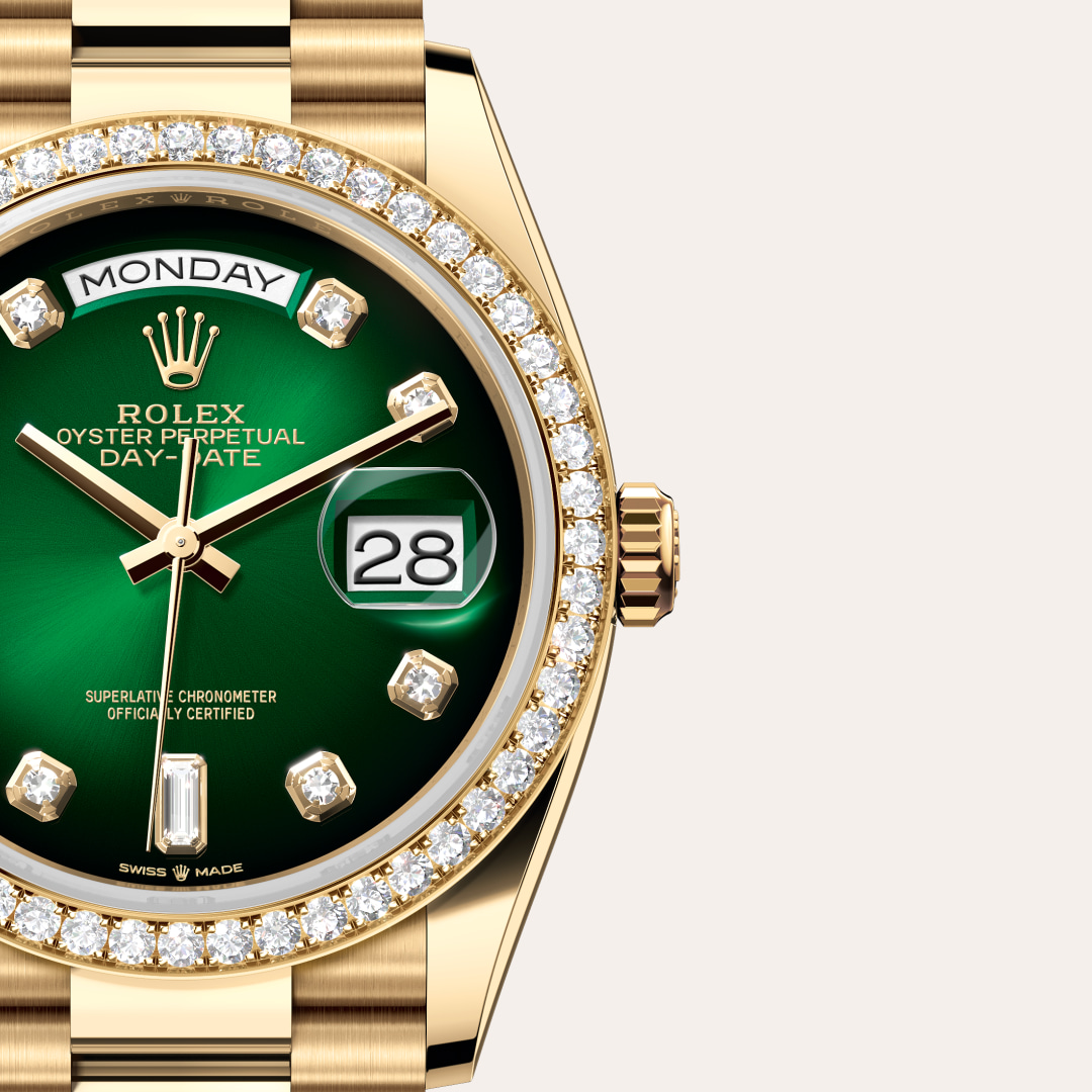 Rolex Day-Date in 18 kt yellow gold, M128348RBR-0035 - Clarkson Jewelers