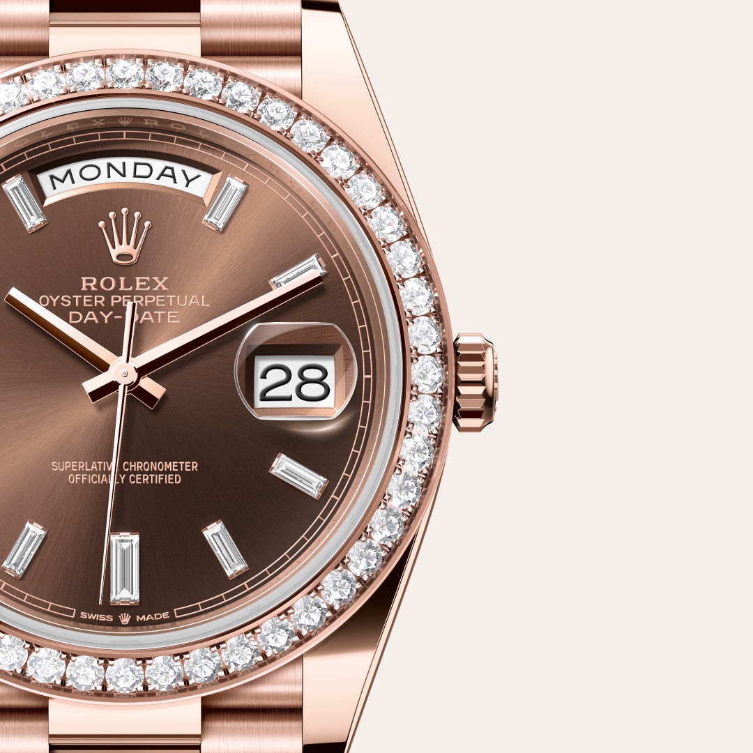 Rolex Day-Date in 18 kt Everose gold, M228345RBR-0006 - Schiffman's Jewelers