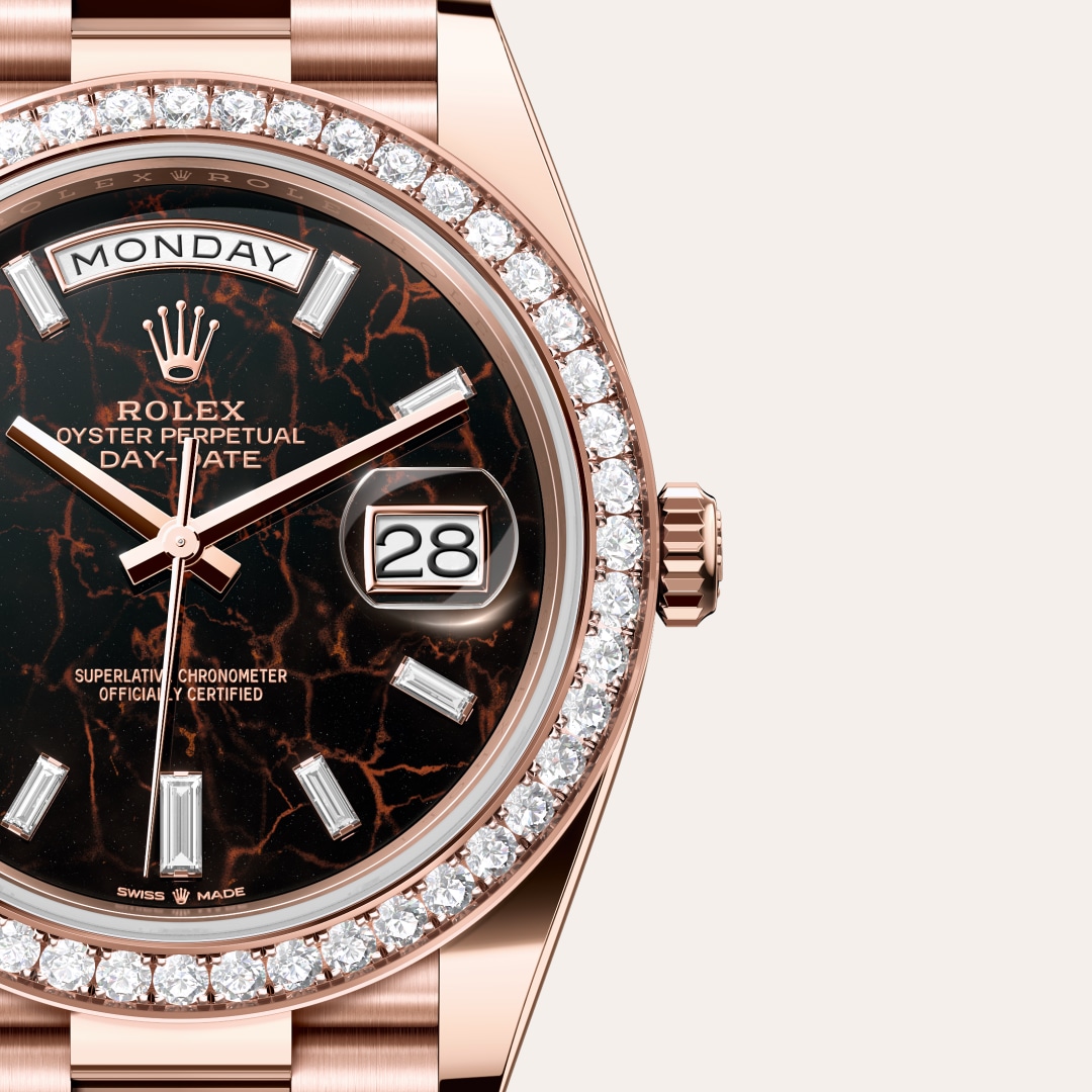 Rolex Day-Date in 18 kt Everose gold, M228345RBR-0016 - Orrs Jewelers