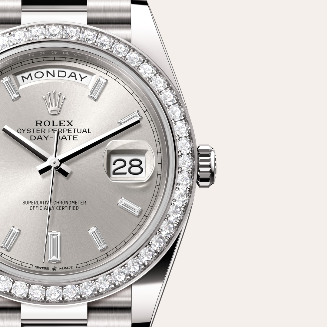 Rolex Day-Date in 18 kt white gold, M228349RBR-0001 - Schiffman's Jewelers