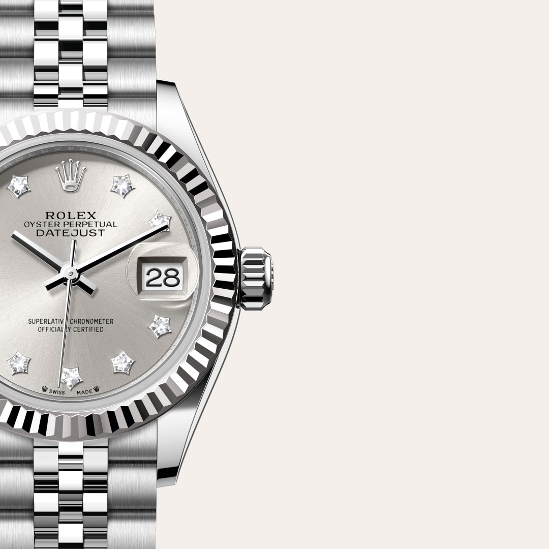 Rolex Lady-Datejust in White Rolesor - combination of Oystersteel and white gold, M279174-0021 - Meierotto Jewelers