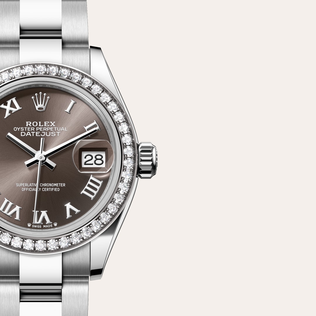 Rolex Lady-Datejust in White Rolesor - combination of Oystersteel and white gold, M279384RBR-0016 - Schiffman's Jewelers