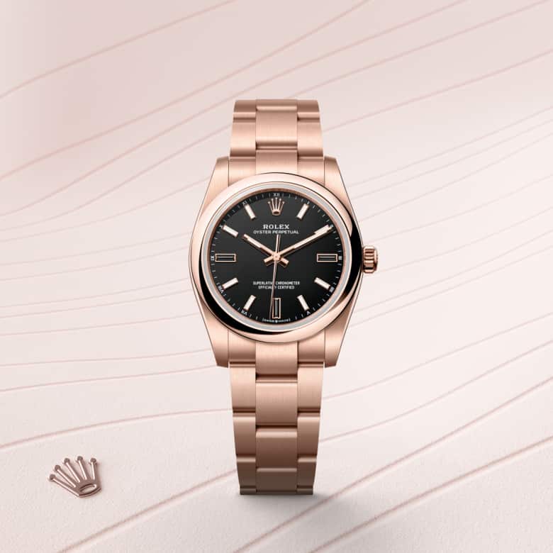 Rolex Oyster Perpetual in 18 kt Everose gold, M124205-0001 - Orrs Jewelers