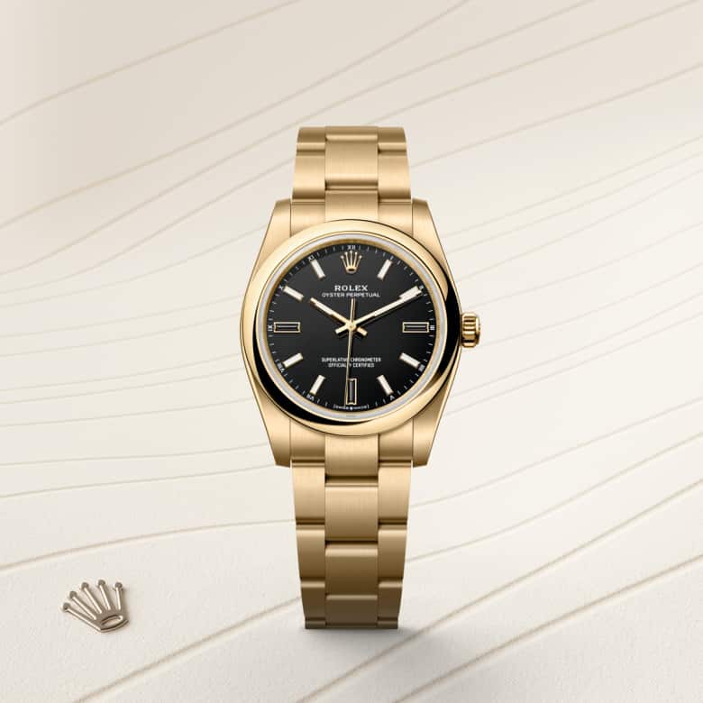 Rolex Oyster Perpetual in 18 kt yellow gold, M124208-0001 - Rolex Boutique Palo Alto