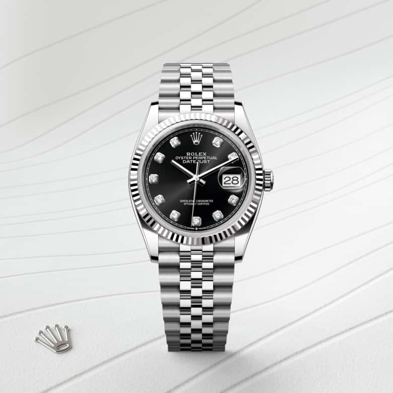Rolex Datejust in White Rolesor - combination of Oystersteel and white gold, M126234-0027 - Schiffman's Jewelers