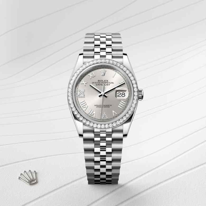 Rolex Datejust in White Rolesor - combination of Oystersteel and white gold, M126284RBR-0059 - Meierotto Jewelers