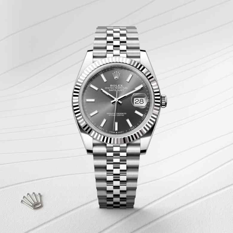 Rolex Datejust in White Rolesor - combination of Oystersteel and white gold, M126334-0014 - Meierotto Jewelers