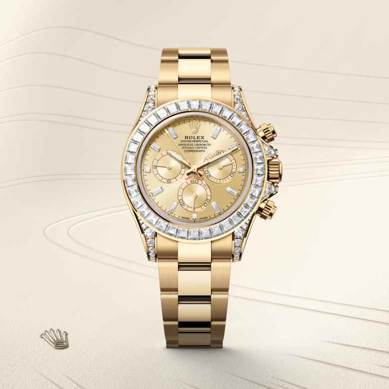 Rolex Cosmograph Daytona in 18 kt yellow gold with lugs set with diamonds, M126598TBR-0001 - Orrs Jewelers