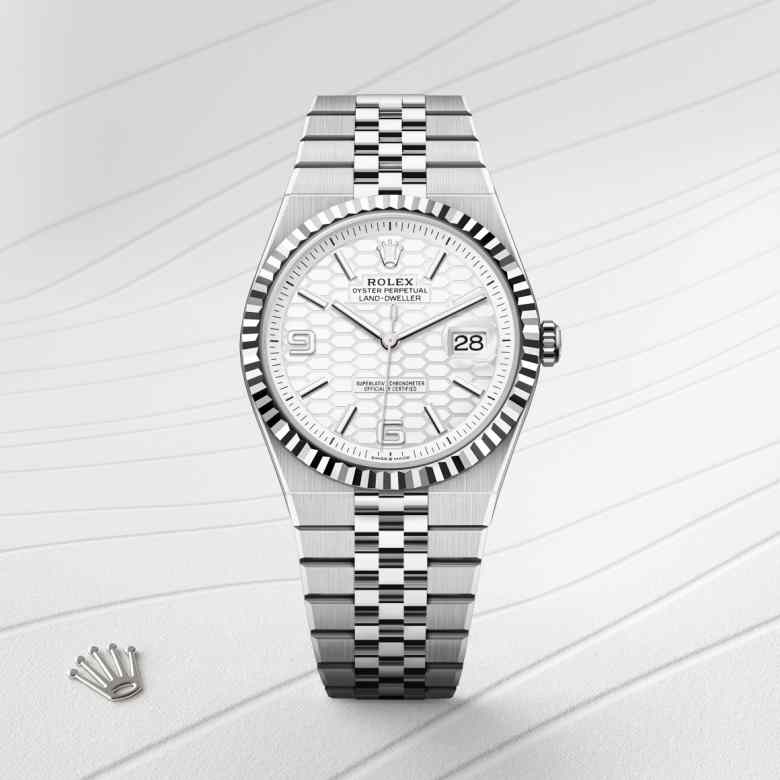 Rolex Land-Dweller in White Rolesor - combination of Oystersteel and white gold, M127334-0001 - Blakemans Jewelry