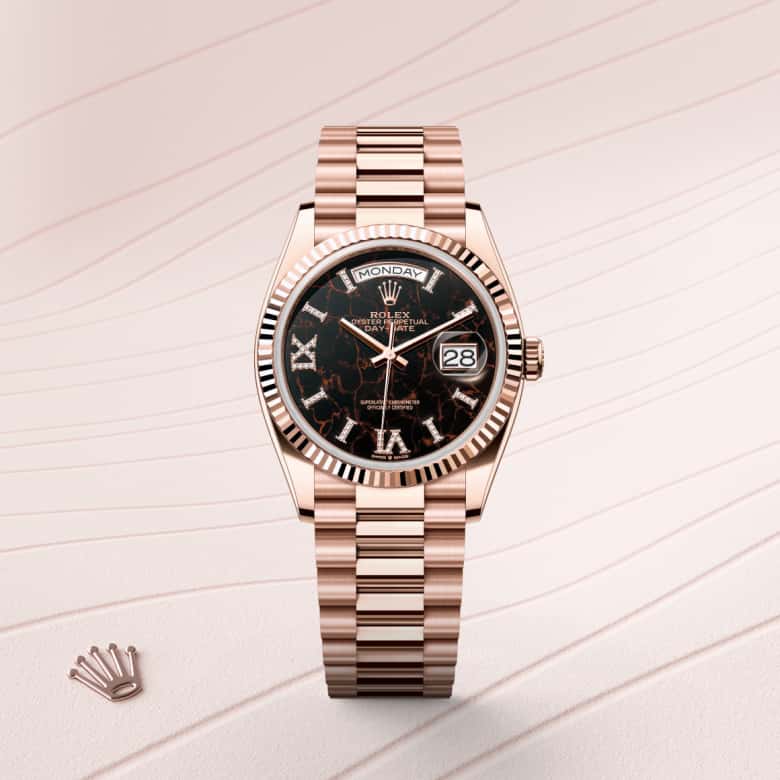 Rolex Day-Date in 18 kt Everose gold, M128235-0041 - Lenox Jewelers
