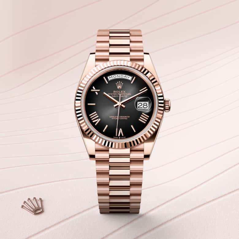 Rolex Day-Date in 18 kt Everose gold, M228235-0055 - Meierotto Jewelers