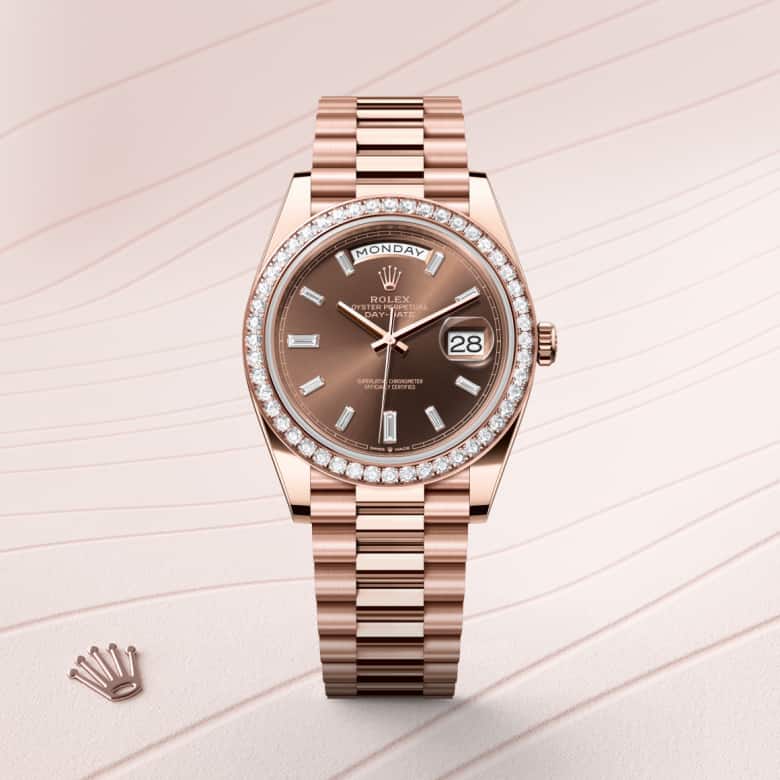 Rolex Day-Date in 18 kt Everose gold, M228345RBR-0006 - Schiffman's Jewelers