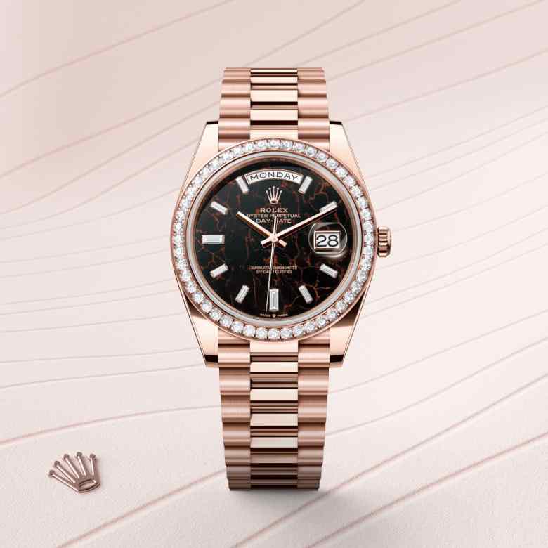 Rolex Day-Date in 18 kt Everose gold, M228345RBR-0016 - Orrs Jewelers