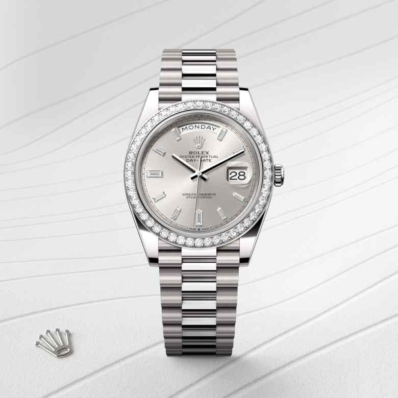 Rolex Day-Date in 18 kt white gold, M228349RBR-0001 - Schiffman's Jewelers