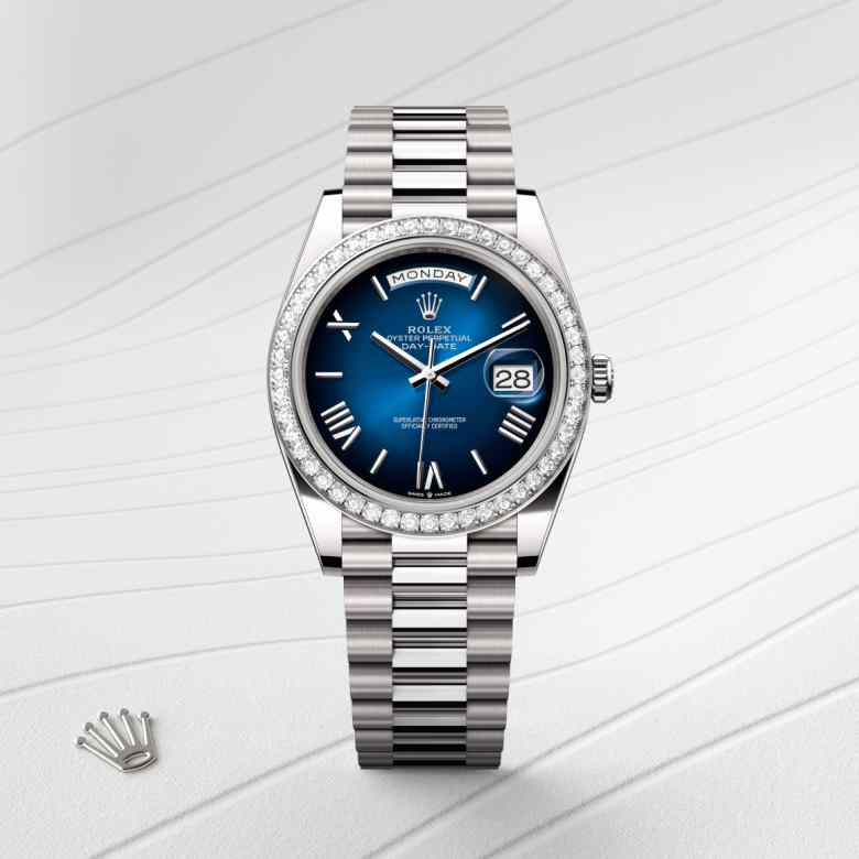 Rolex Day-Date in 18 kt white gold, M228349RBR-0045 - Meierotto Jewelers