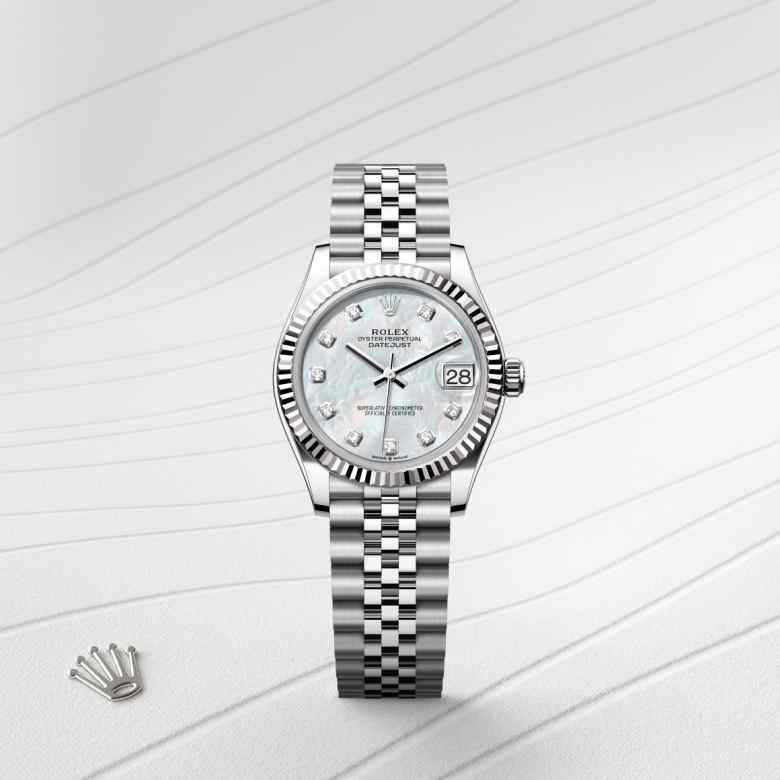 Rolex Datejust in White Rolesor - combination of Oystersteel and white gold, M278274-0006 - Schiffman's Jewelers