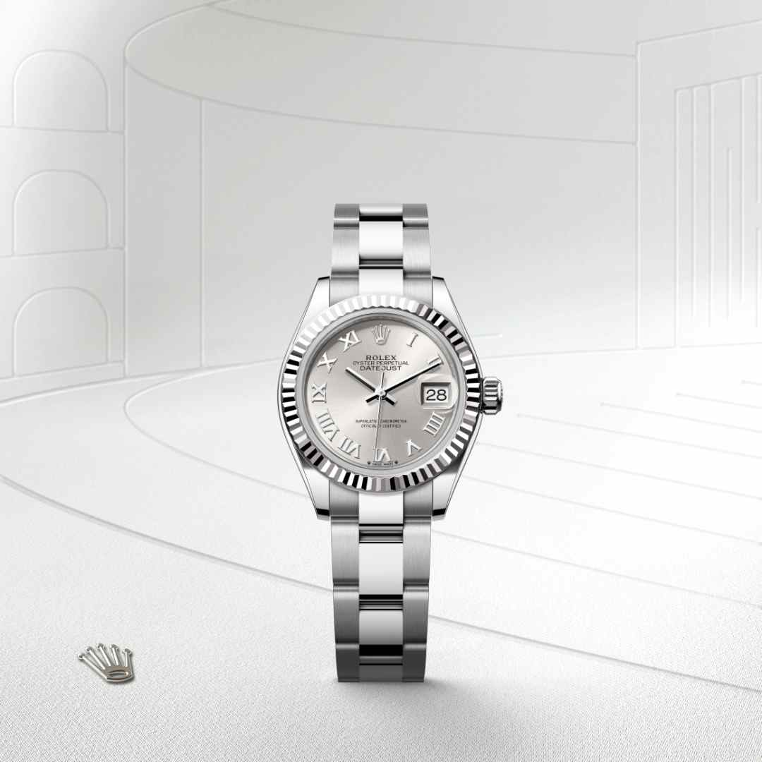 Rolex Lady-Datejust in White Rolesor - combination of Oystersteel and white gold, M279174-0008 - Schiffman's Jewelers