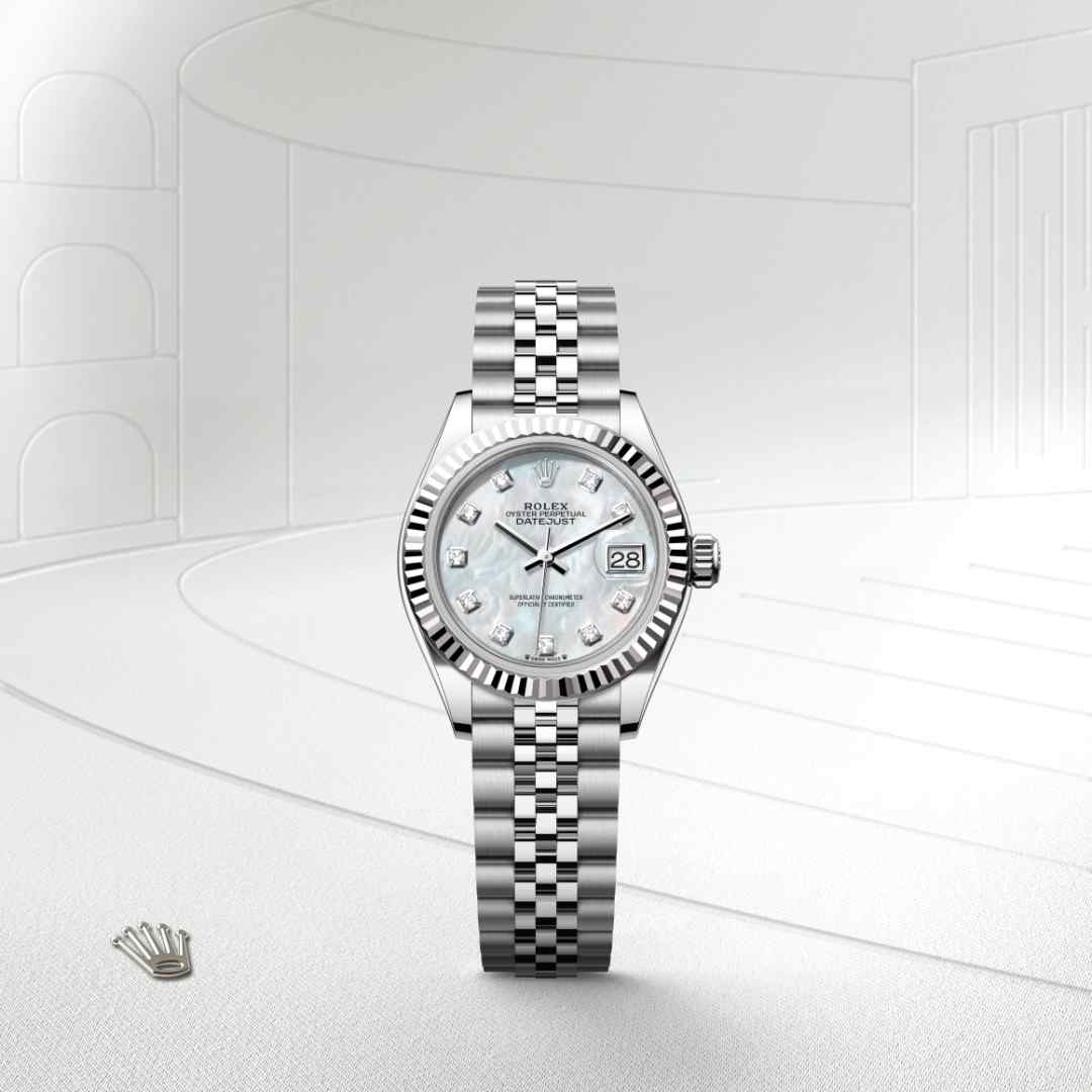 Rolex Lady-Datejust in White Rolesor - combination of Oystersteel and white gold, M279174-0009 - Clarkson Jewelers