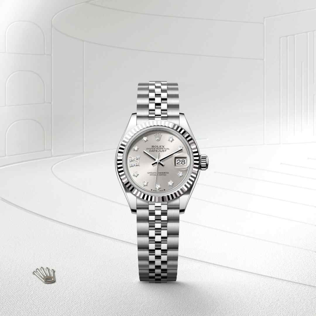 Rolex Lady-Datejust in White Rolesor - combination of Oystersteel and white gold, M279174-0021 - Meierotto Jewelers