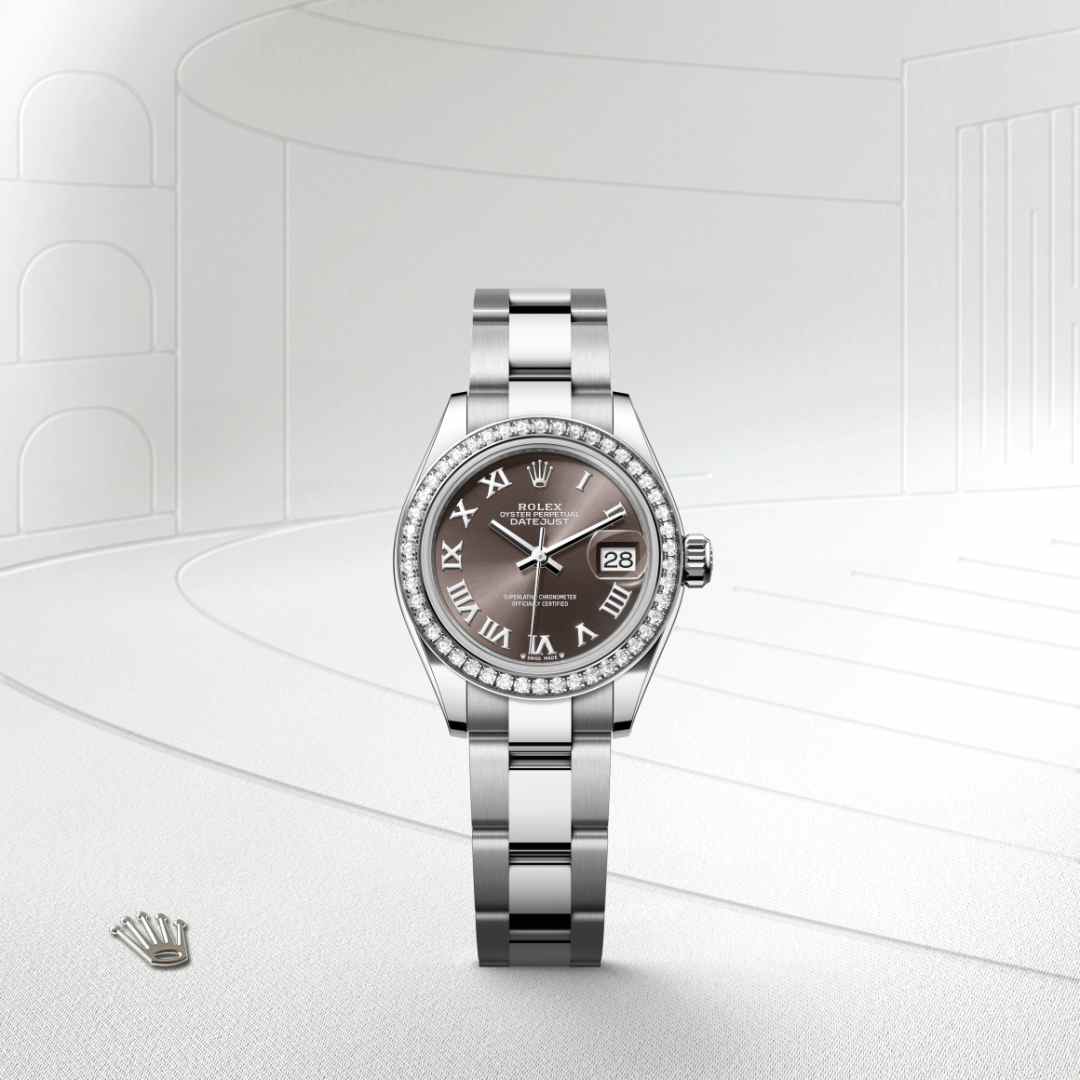 Rolex Lady-Datejust in White Rolesor - combination of Oystersteel and white gold, M279384RBR-0016 - Schiffman's Jewelers