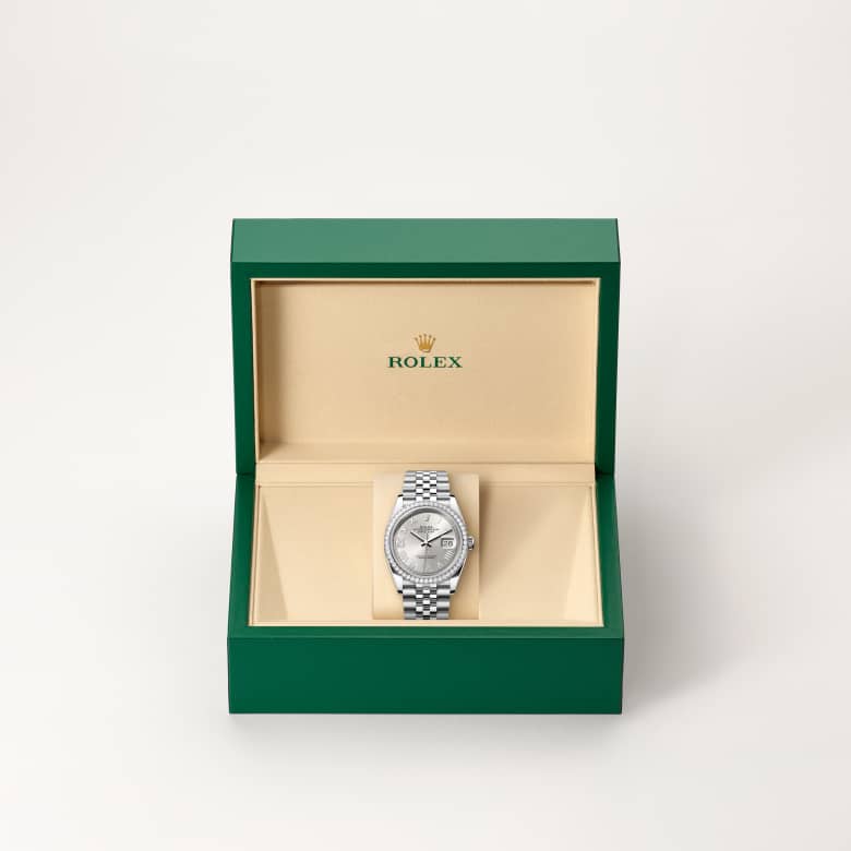Rolex Datejust in White Rolesor - combination of Oystersteel and white gold, M126284RBR-0059 - Meierotto Jewelers