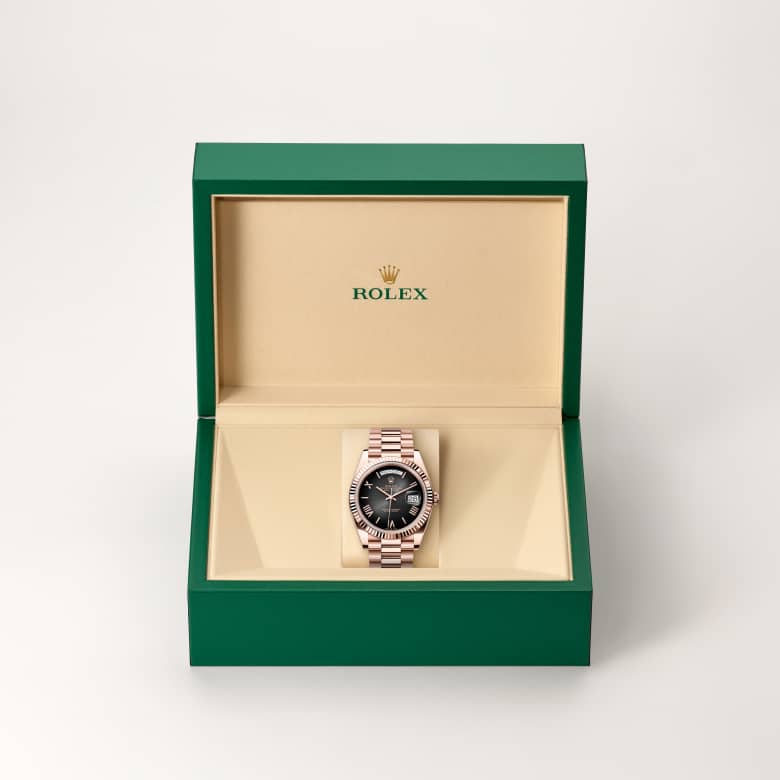 Rolex Day-Date in 18 kt Everose gold, M228235-0055 - Meierotto Jewelers